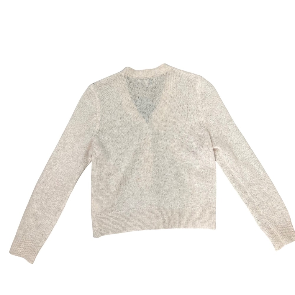 Madewell Womens XS Beige Oatmeal Open Knit Fuzzy V-Neck Button Front Cardigan